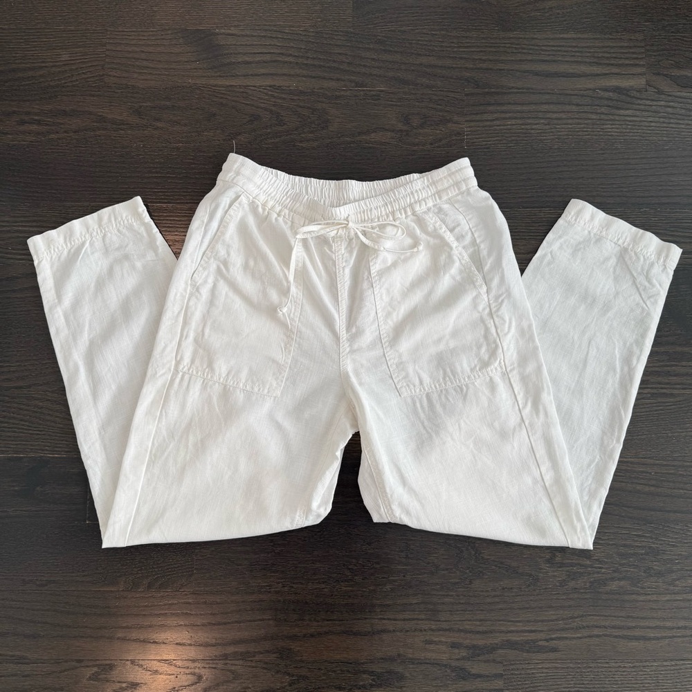 J. Crew White Straight-Leg Drawstring Pants